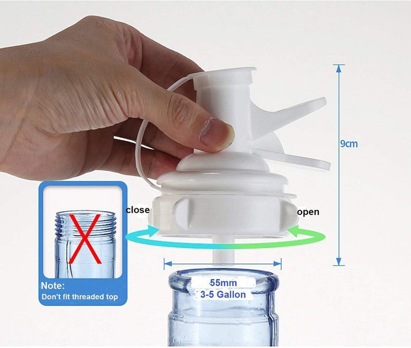 HSIULMY Water Dispenser Valve for 55mm Crown Top Drinking Bottle, Reusable Water Jug Cap Plastic Spigot Faucet, Includes Lid Dirt Protector- 2 Pcs (Not for Threaded Crown Tops) - Image 2